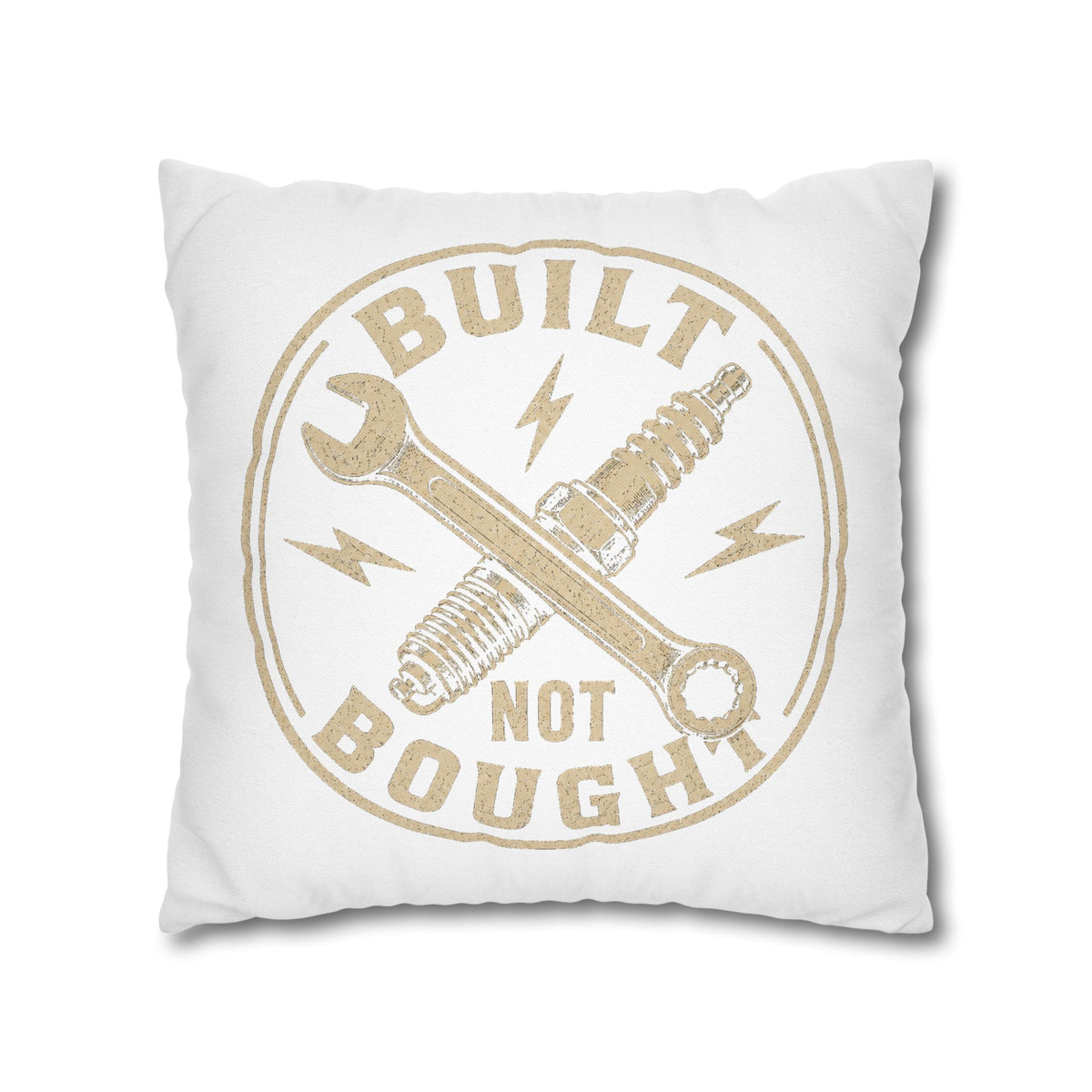 Built Not Bought Garage Milo Bailey Dog Dad Mom Pillowcase — Mechanic Tool Spark Plug Accent Pillowcase