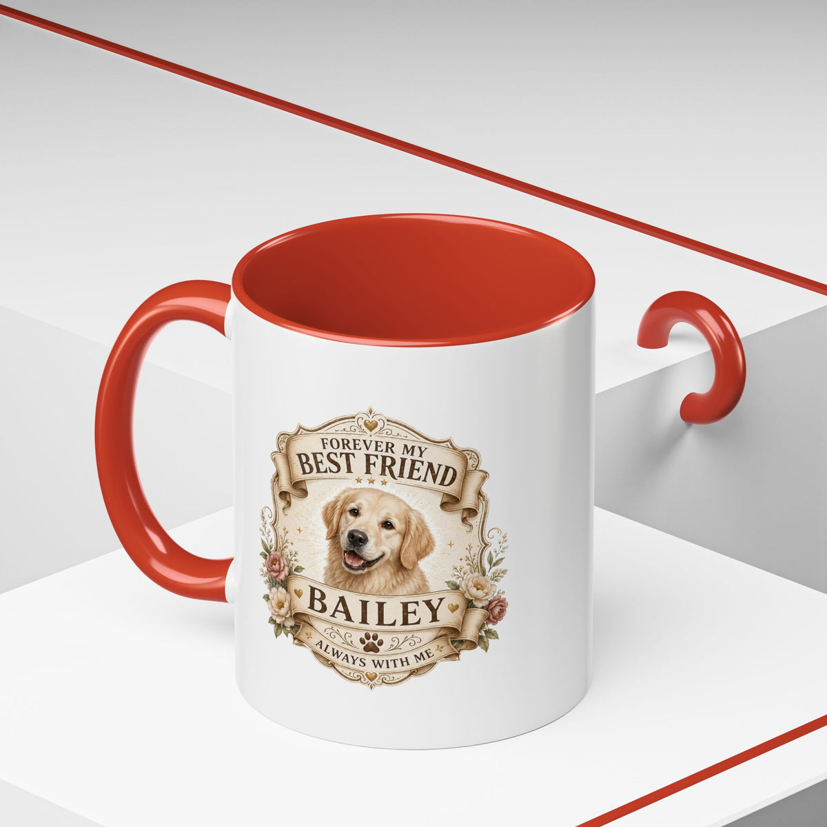 Milo Bailey Dog Dad Mom Personalized Dog Coffee Mug – "Forever My Best Friend" Golden Retriever Accent Mug