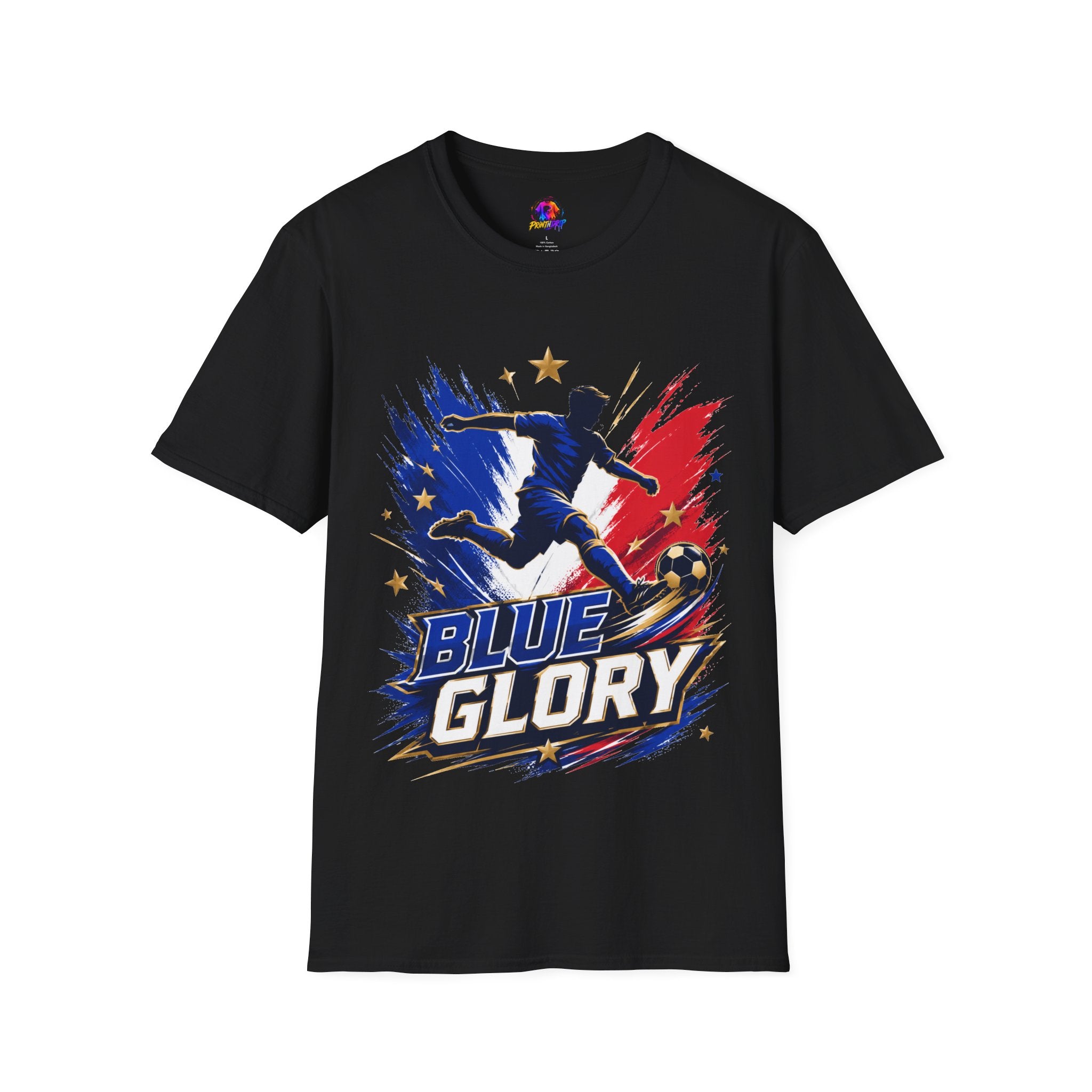 France Soccer T-Shirt — "Blue Glory" Red, White & Blue Player Graphic