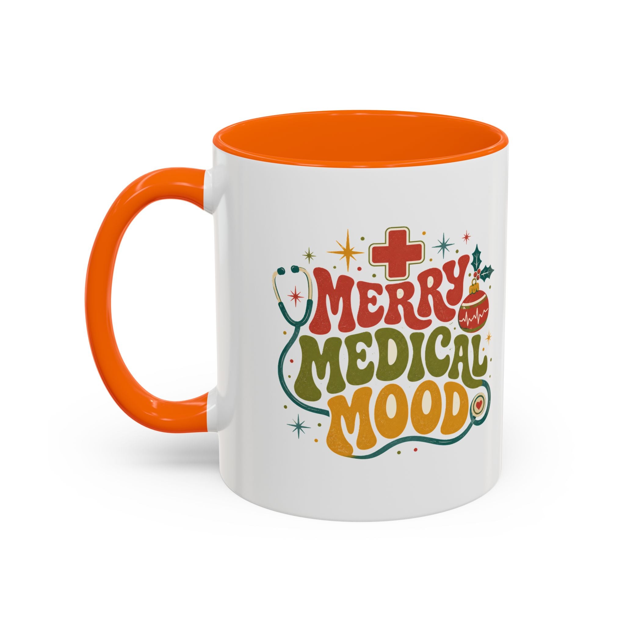 Modern Day Christmas Merry Medical Mood Accent Coffee Mug — Holiday Nurse & Doctor Gift