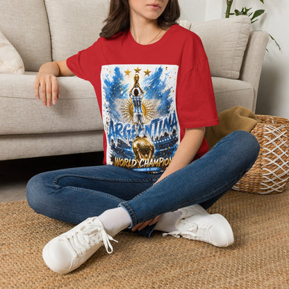 Argentina World Champions T‑Shirt — Soccer World Cup 3 Stars Tribute