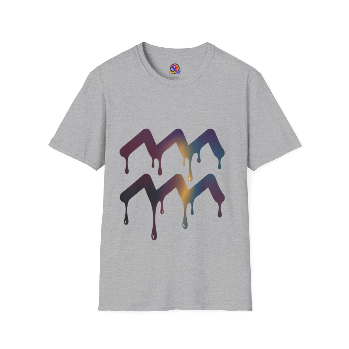 Aquarius Zodiac Dripping Chevron Graphic T-Shirt