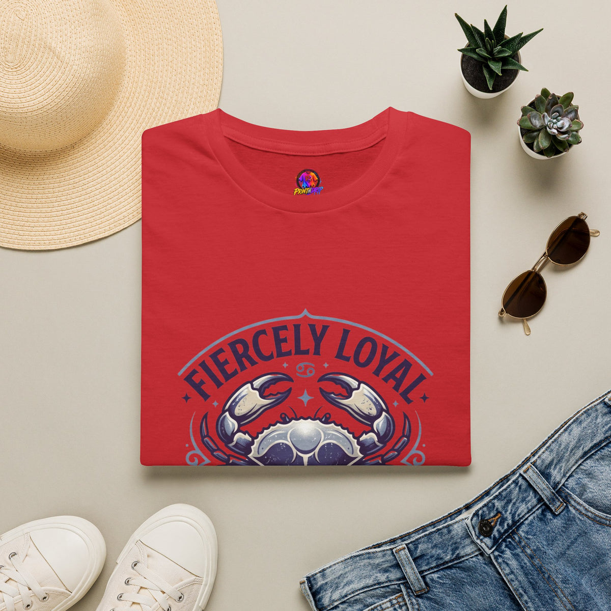 Cancer Zodiac T-Shirt — Fiercely Loyal Crab Design (100% Cancer, Deeply Rooted)