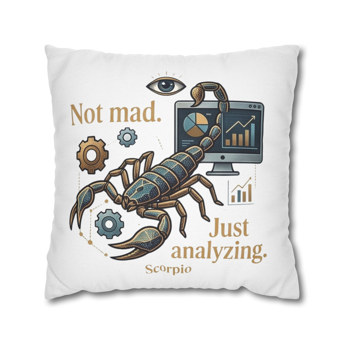 Scorpio Pillowcase - "Not Mad. Just Analyzing." Astrology Scorpion Decorative Pillow