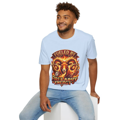 Fueled By Fire & Aries Energy T-Shirt — Zodiac Ram Graphic Tee
