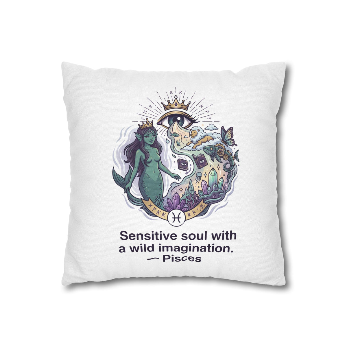 Pisces Zodiac Pillowcase — "Sensitive soul with a wild imagination" Decorative Throw Pillow Cover