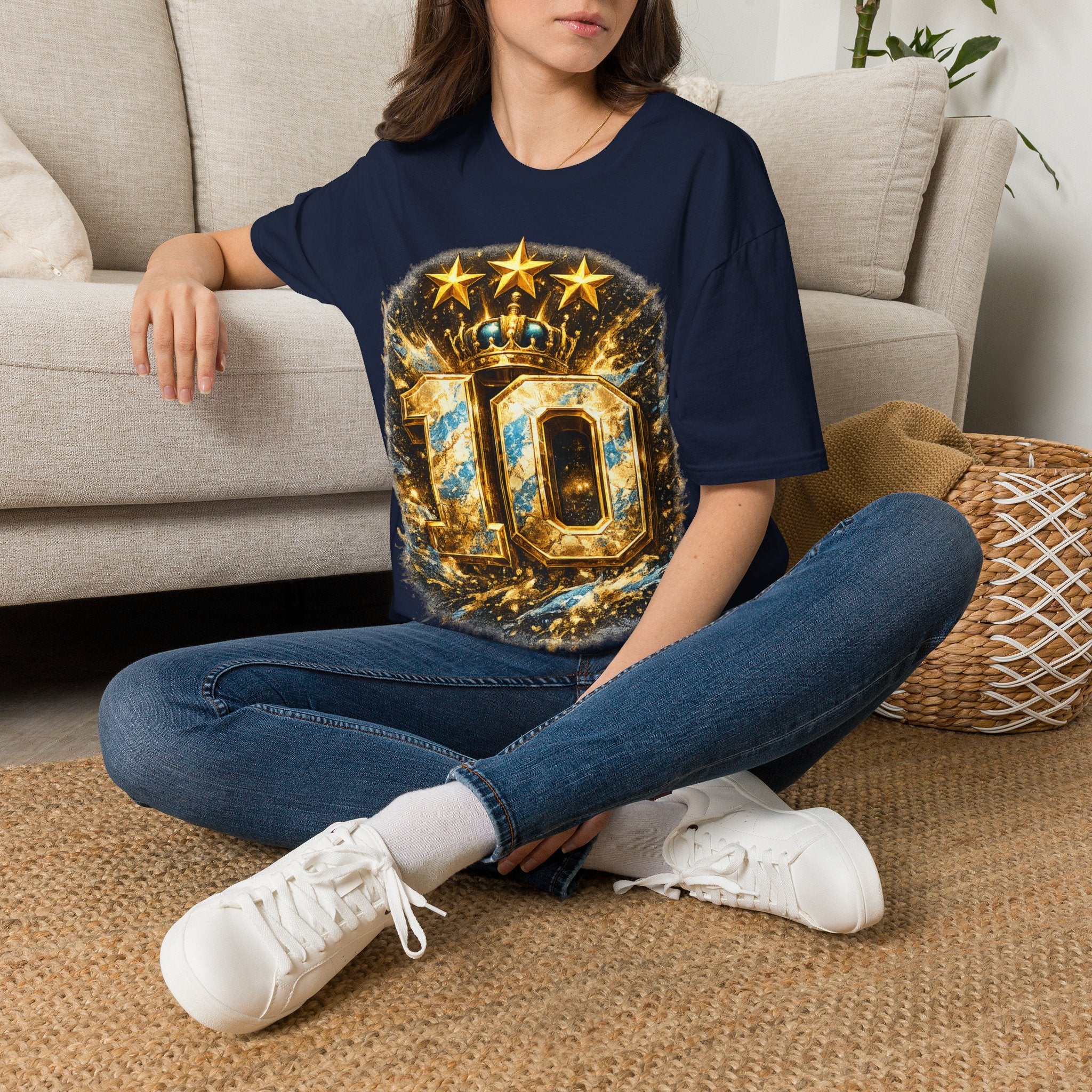 Argentina, MESSI #10 T-Shirt — Gold Crown '10' Victory Graphic Tee