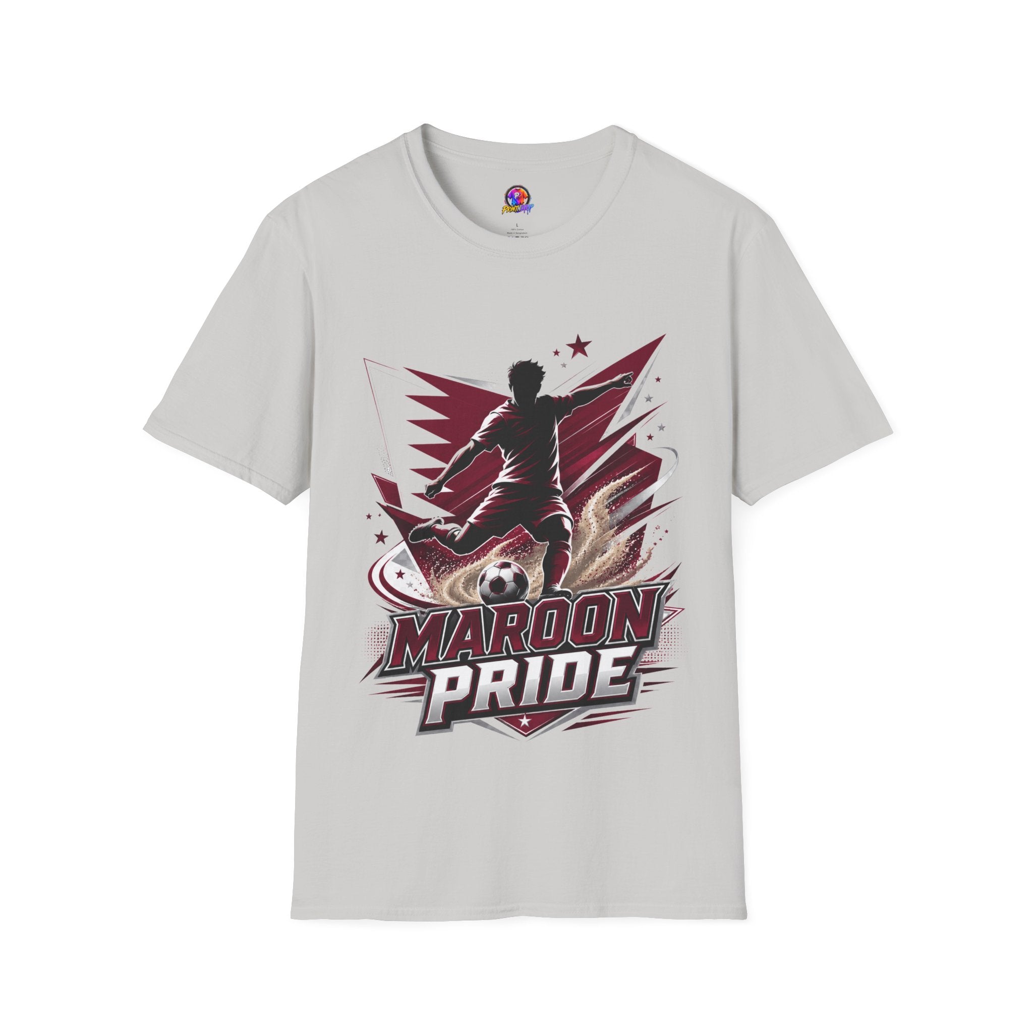 Qatar Maroon Pride Soccer T-Shirt — Silhouette Player Graphic Tee