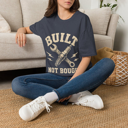 Built Not Bought T-Shirt — Mechanic Wrench & Spark Plug Vintage Tee