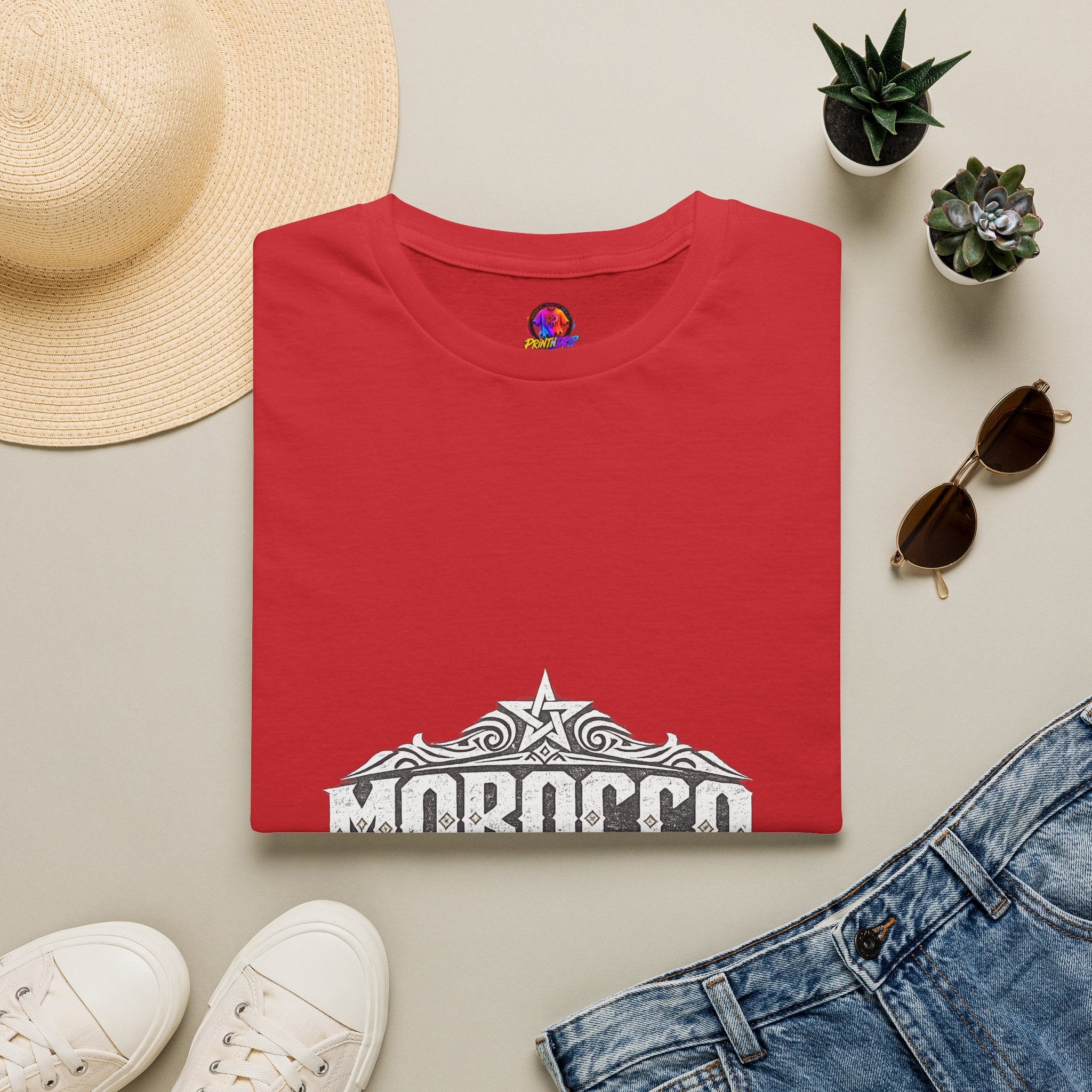 Morocco Vintage Graphic T-Shirt — Travel Tee with Ornamental Crest