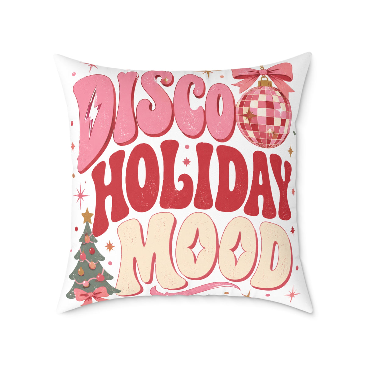 Modern Day Christmas Disco Holiday Mood Square Poly Canvas Pillow