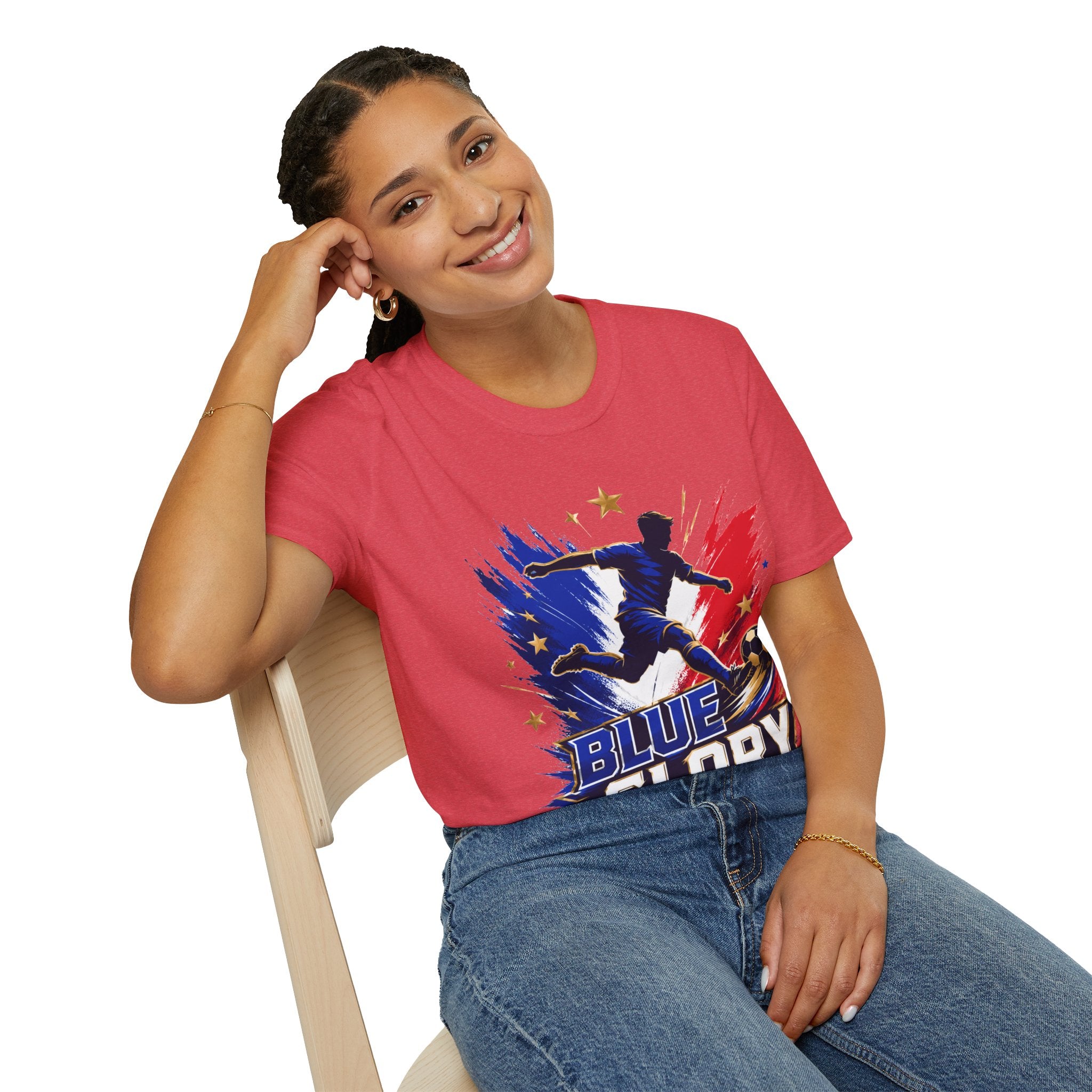France Soccer T-Shirt — "Blue Glory" Red, White & Blue Player Graphic