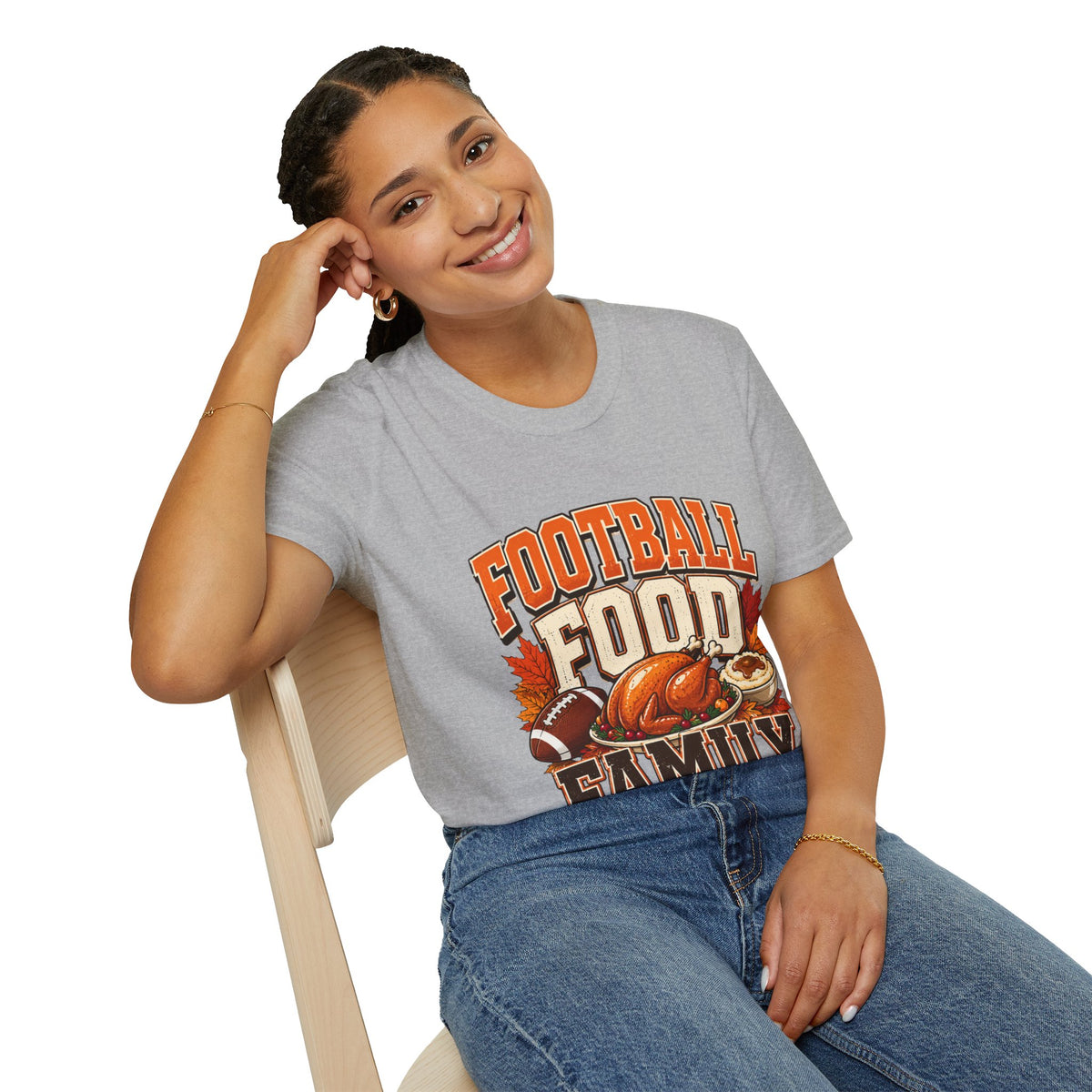 Thanksgiving T-Shirt Football Food Family T-Shirt — Thanksgiving Tailgate Tee for Fans