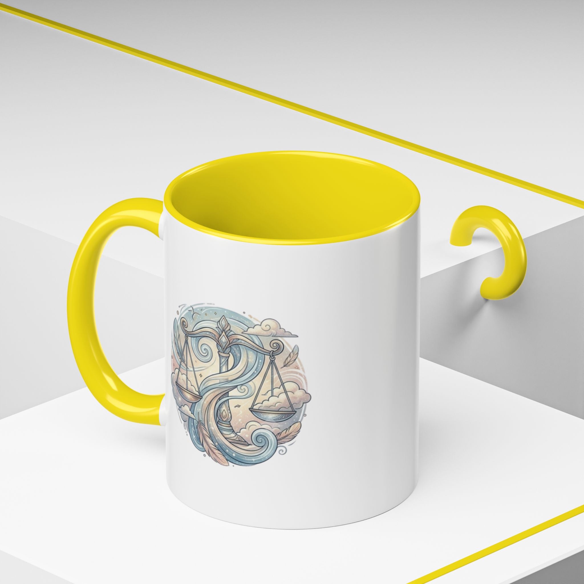 Libra Zodiac Coffee Mug — Balance Scales Astrological Accent Mug