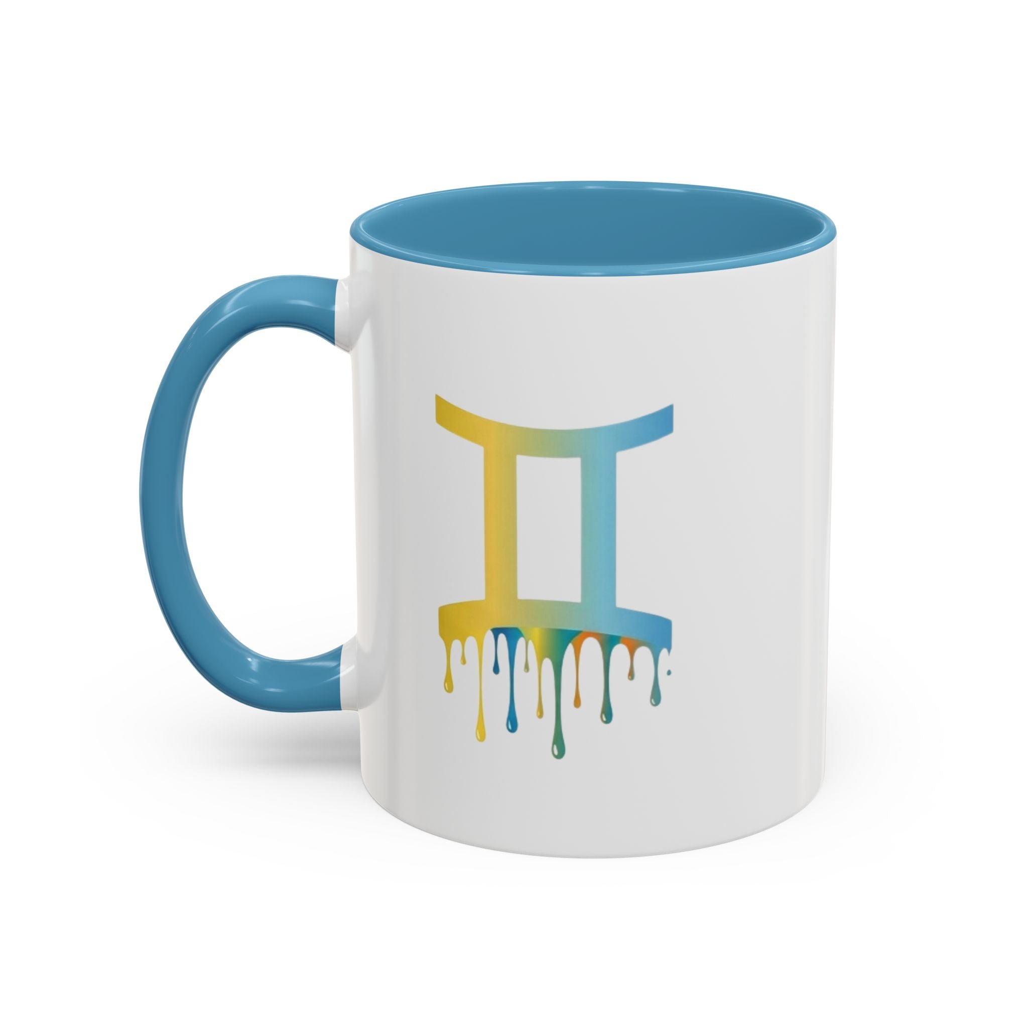 Gemini Zodiac Coffee Mug - Dripping Rainbow Gemini Symbol Accent Mug