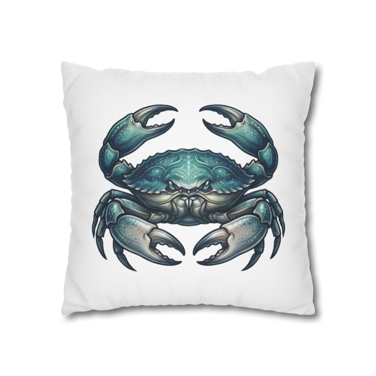 Cancer Zodiac Blue Crab Decorative Pillowcase — Coastal Beach House Accent