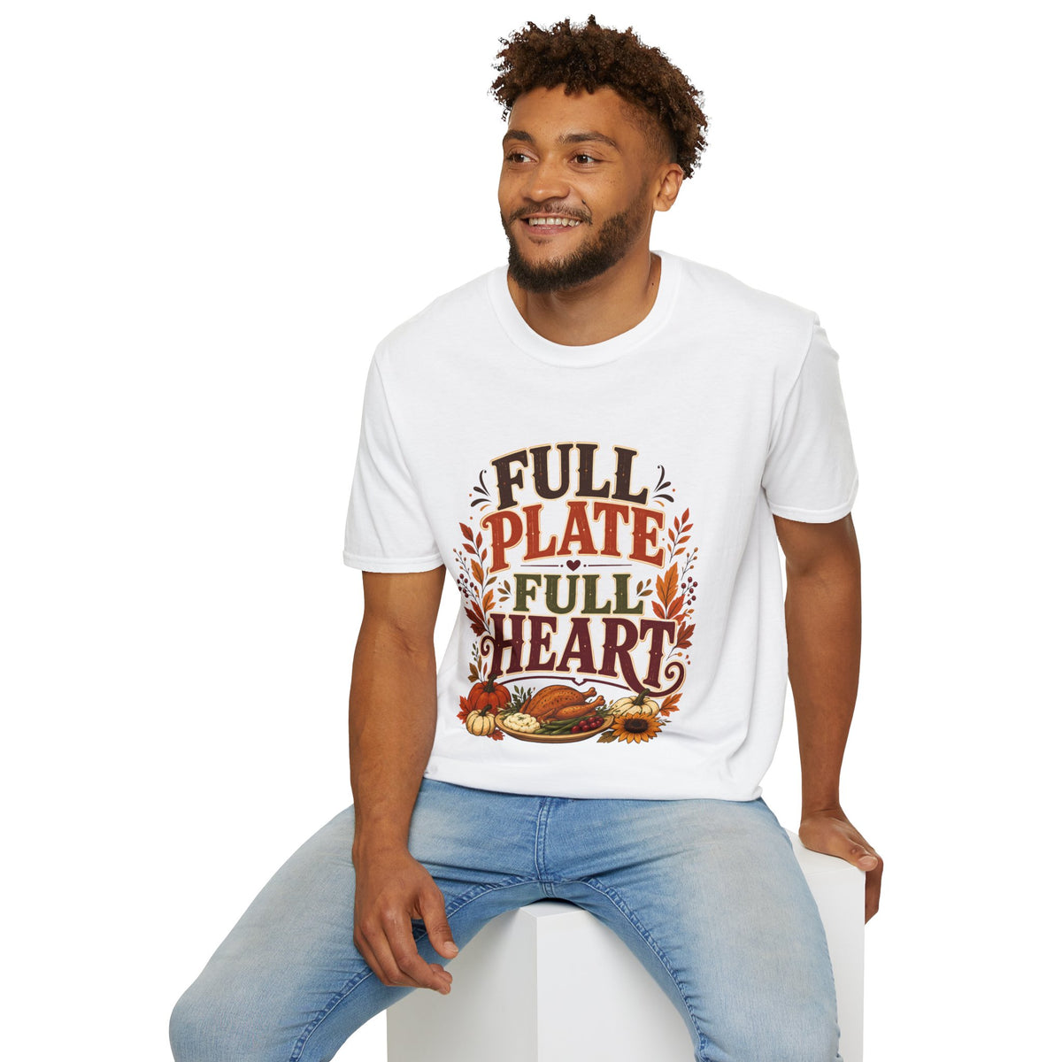 Thanksgiving T-Shirt - "Full Plate Full Heart" Fall Harvest Tee
