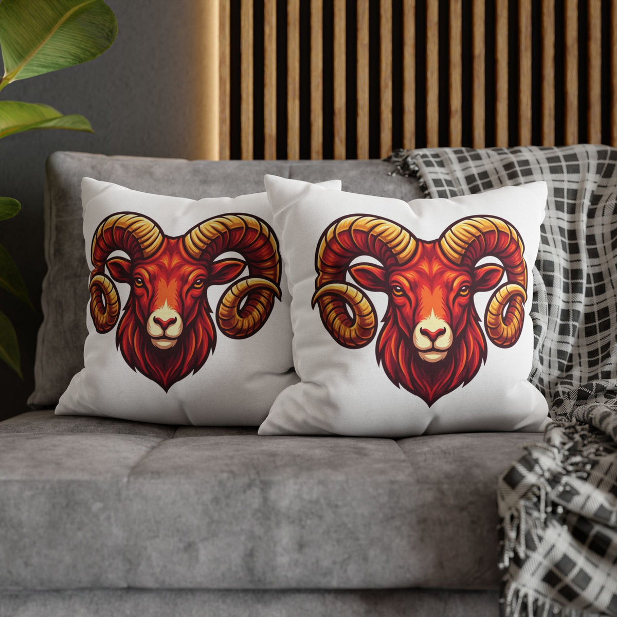 Aries Ram Throw Pillowcase — Bold Zodiac Goat Accent Pillow Cover
