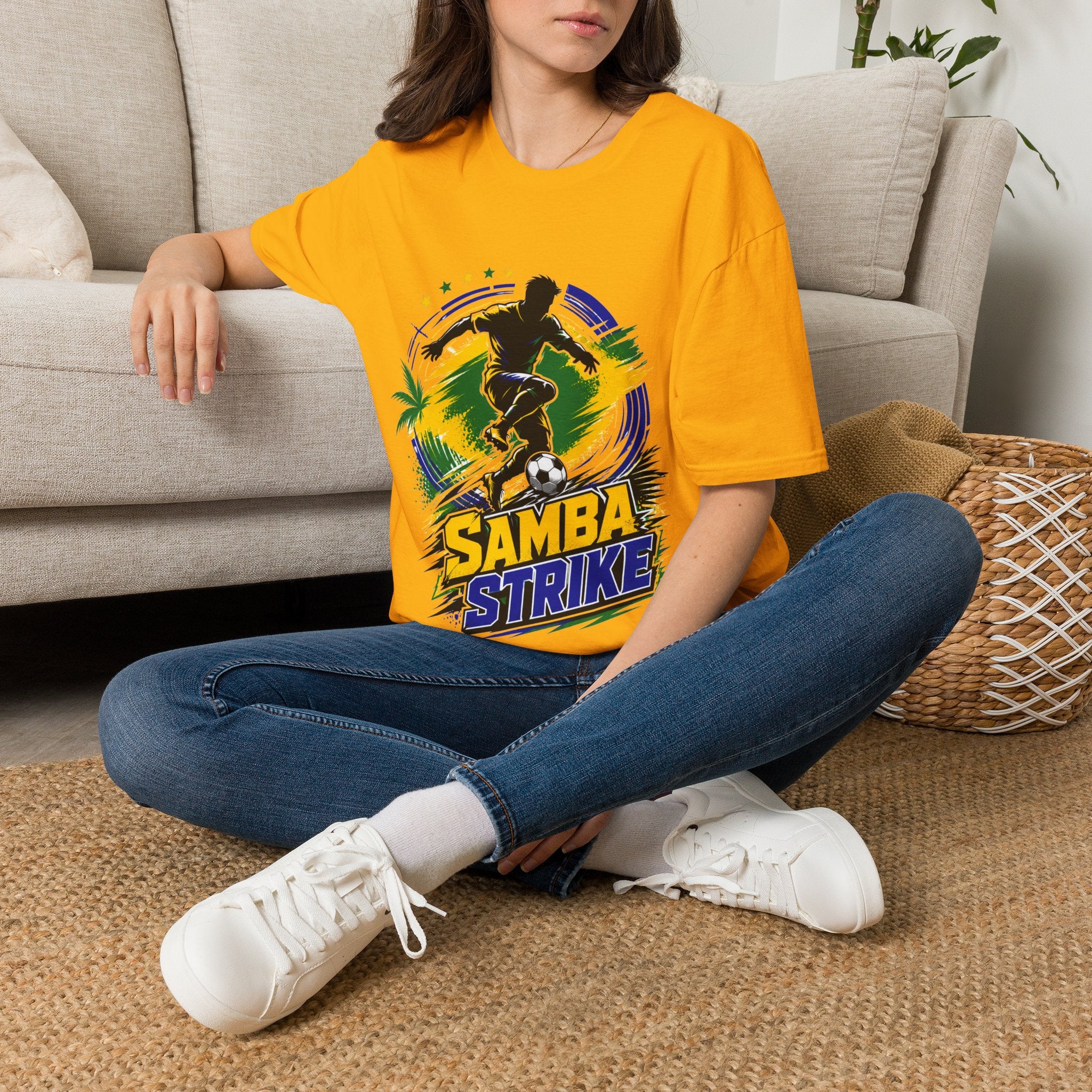 Brazil  Samba Strike Soccer T-Shirt — Brazilian Football Player Graphic Tee