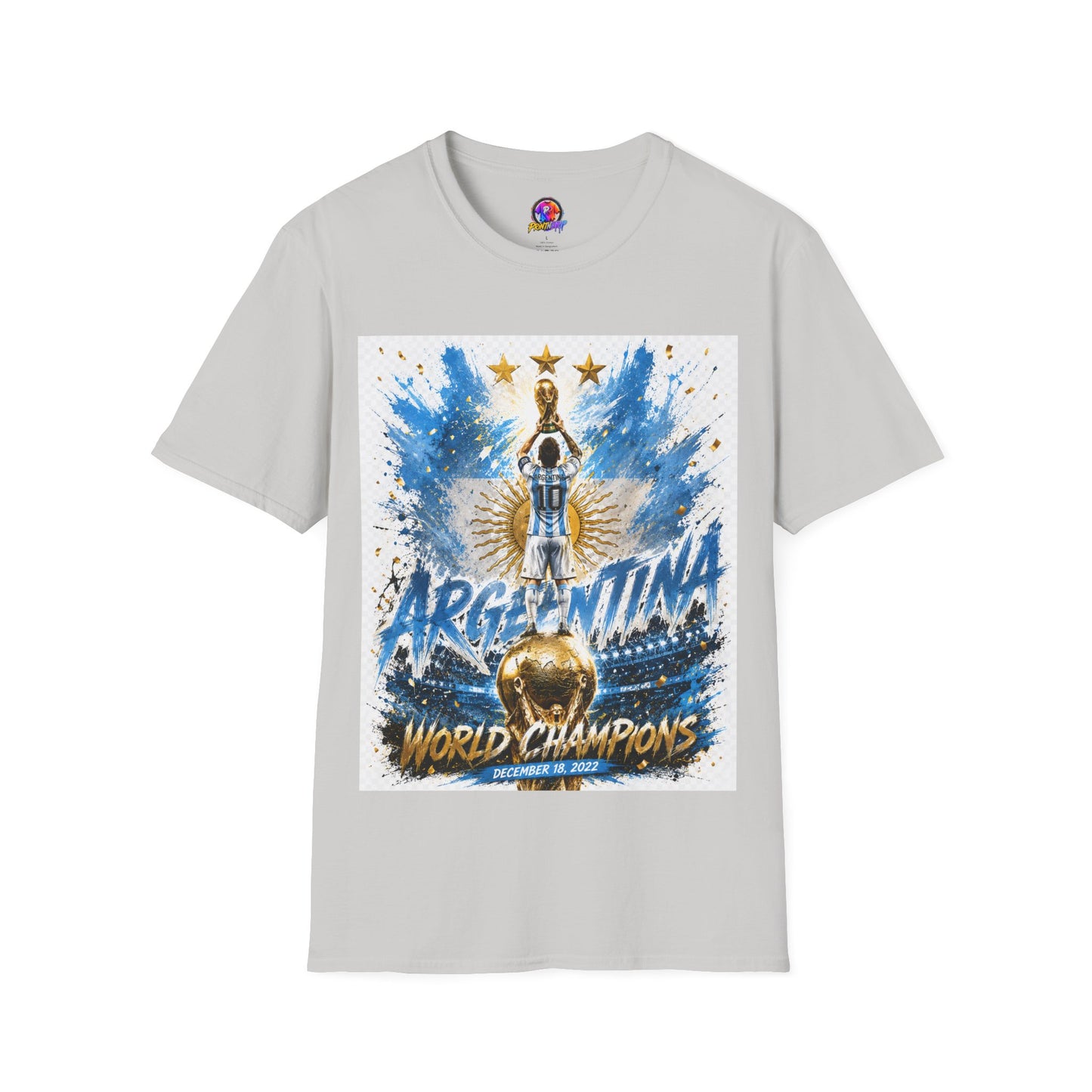 Argentina World Champions T‑Shirt — Soccer World Cup 3 Stars Tribute