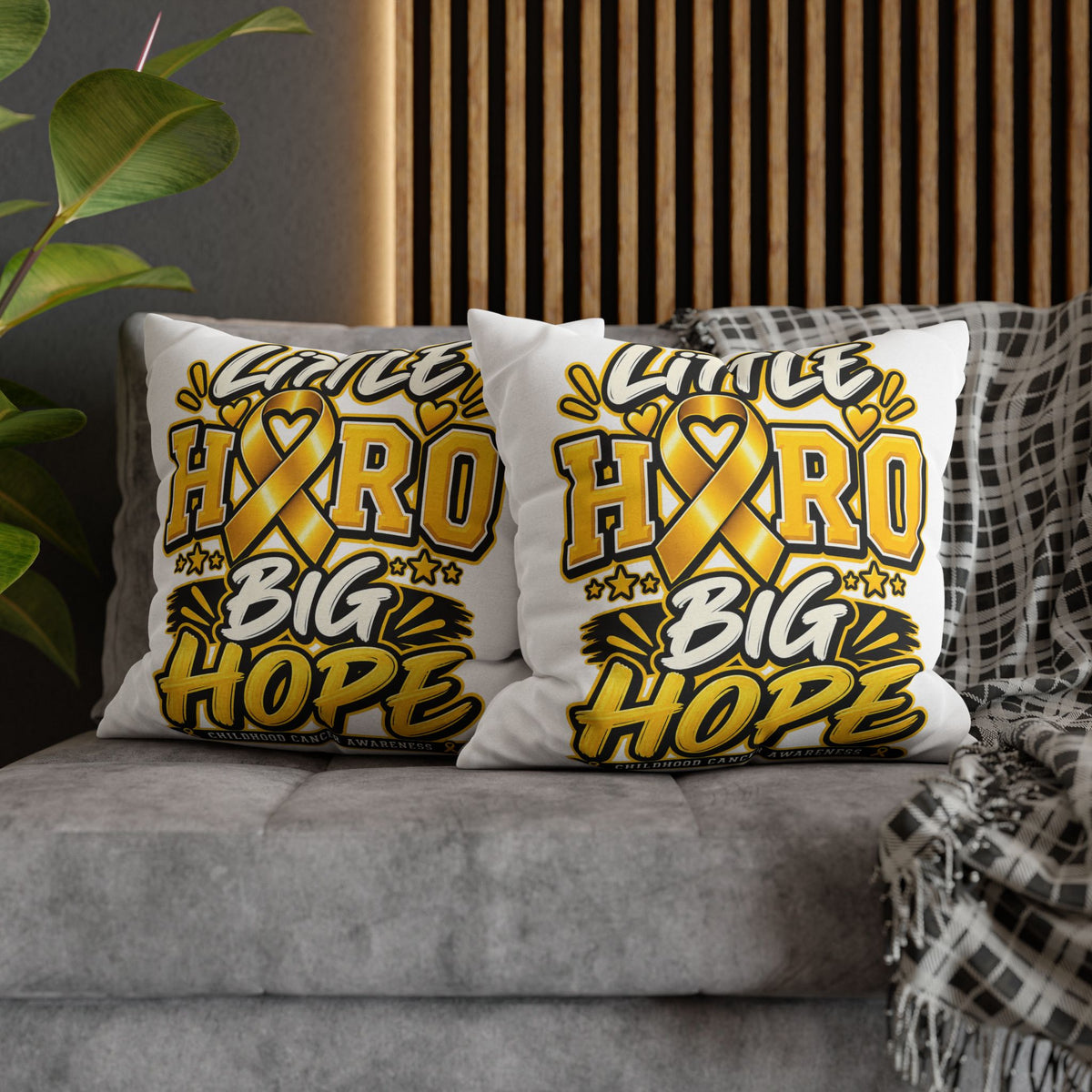 Pillowcase — "Little Hero Big Hope" Childhood Cancer Awareness Cushion Cover