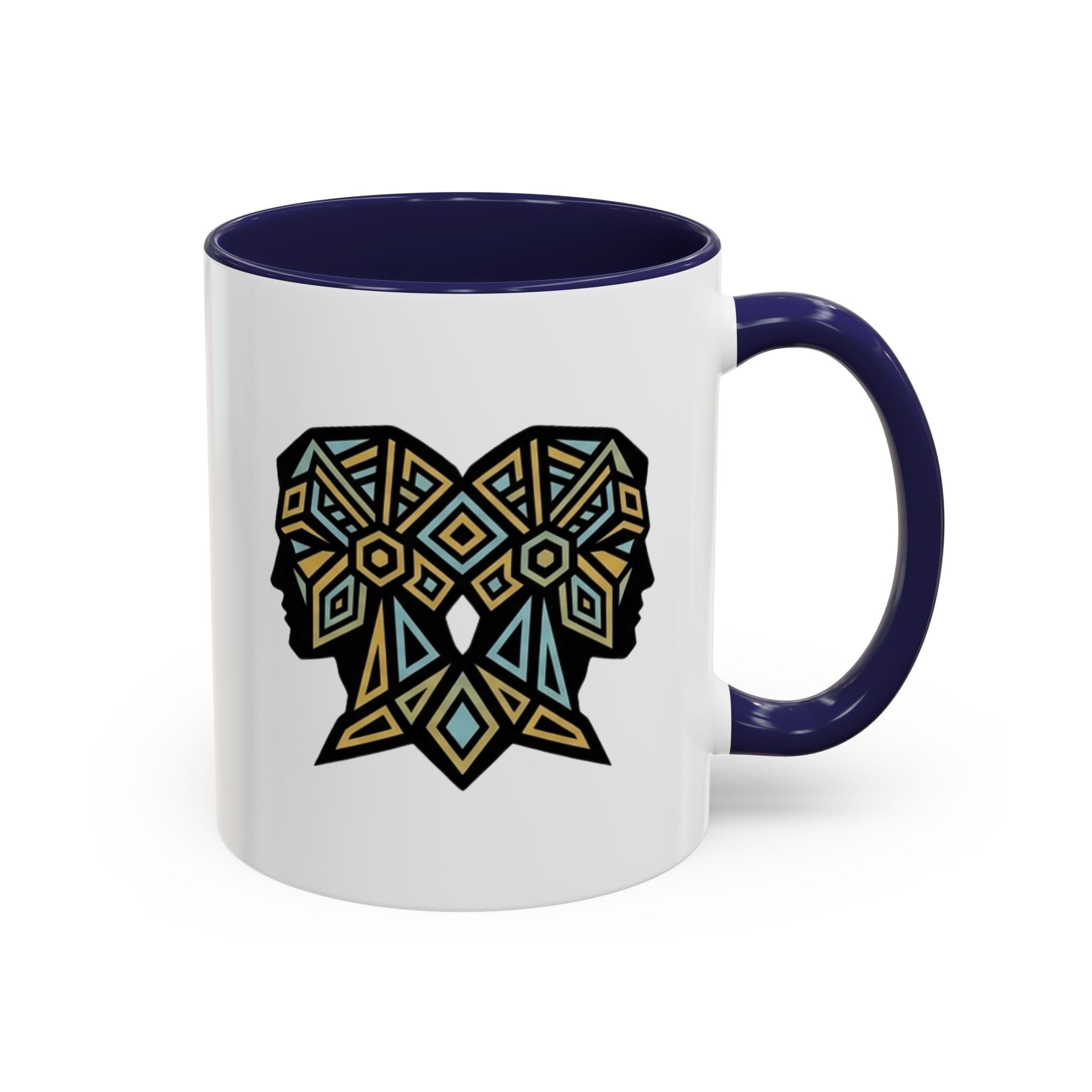 Geometric Elephant Accent Coffee Mug — Tribal Mosaic Design
