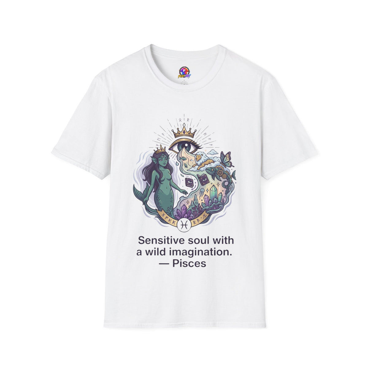 Pisces Zodiac Mystical Mermaid Art T-Shirt — "Sensitive soul with a wild imagination"