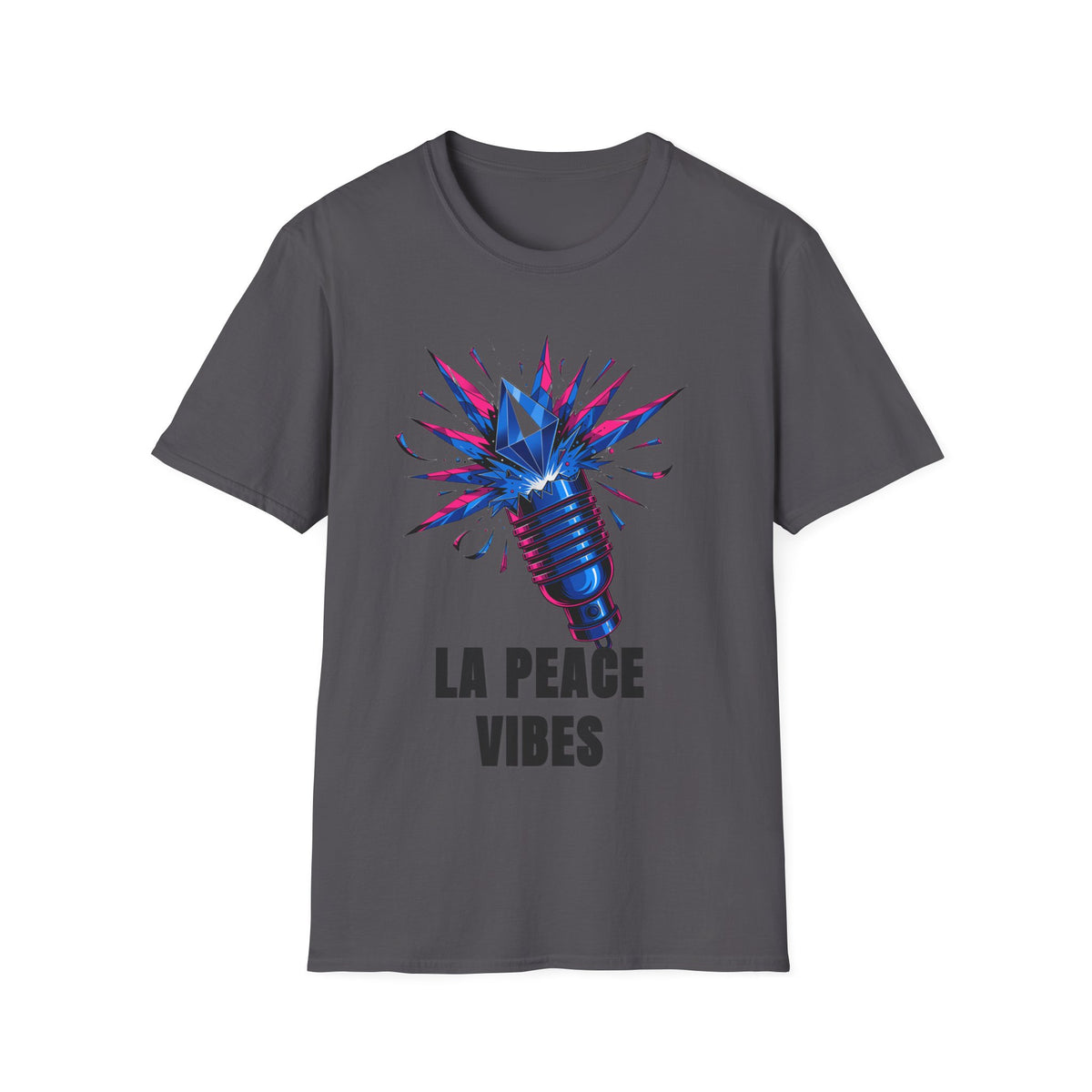 La Peace Vibes Microphone T-Shirt - Retro Pop Art Graphic Tee - Trending Now - September 2026