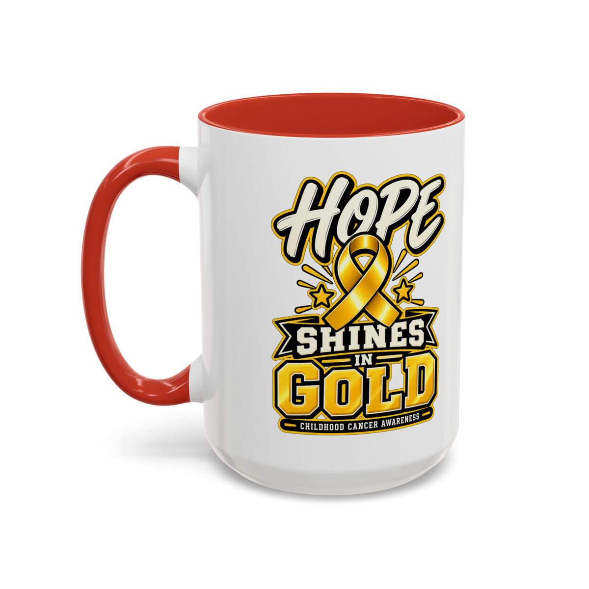 Hope Shines in Gold Coffee Mug — Childhood Cancer Awareness Accent Mug