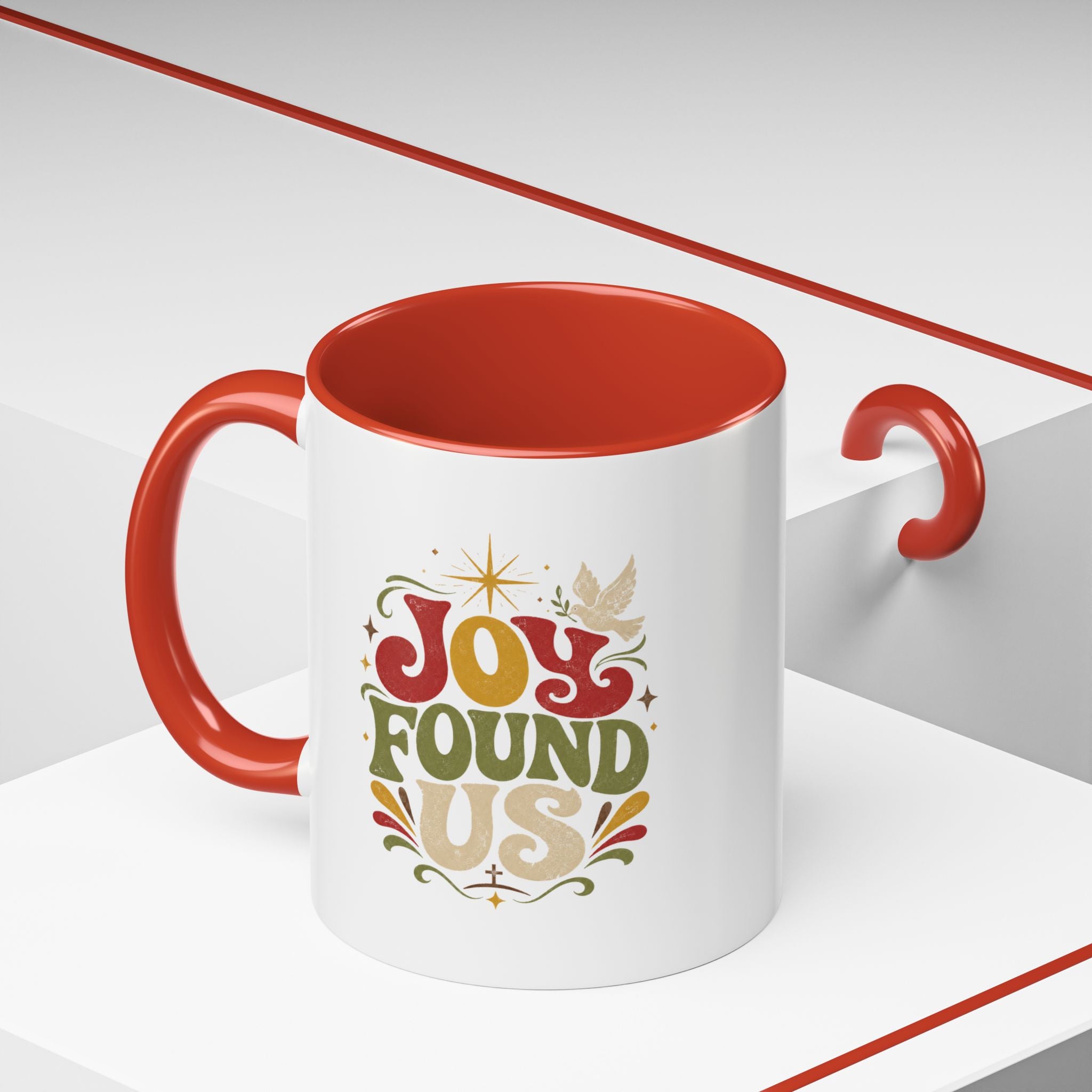 Christmas Joy Found Us Mug — Retro Holiday Coffee Cup