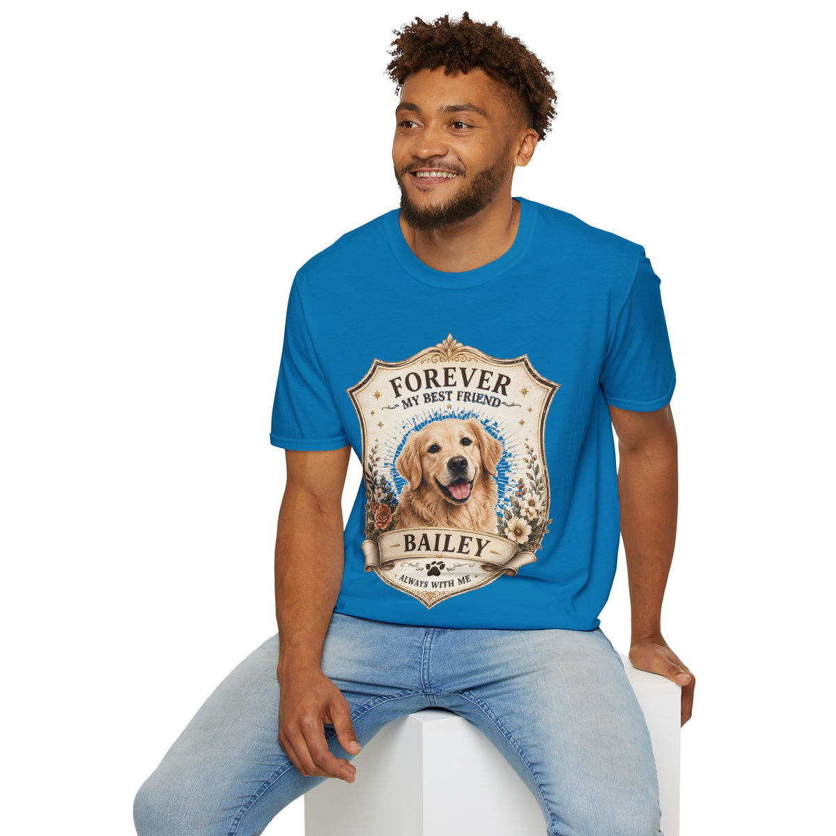 Dog Memorial T-Shirt — "Forever My Best Friend" Personalized Golden Retriever Tribute