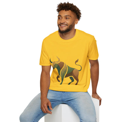 Bull Graphic T-Shirt — Earth Tone Geometric Taurus Design