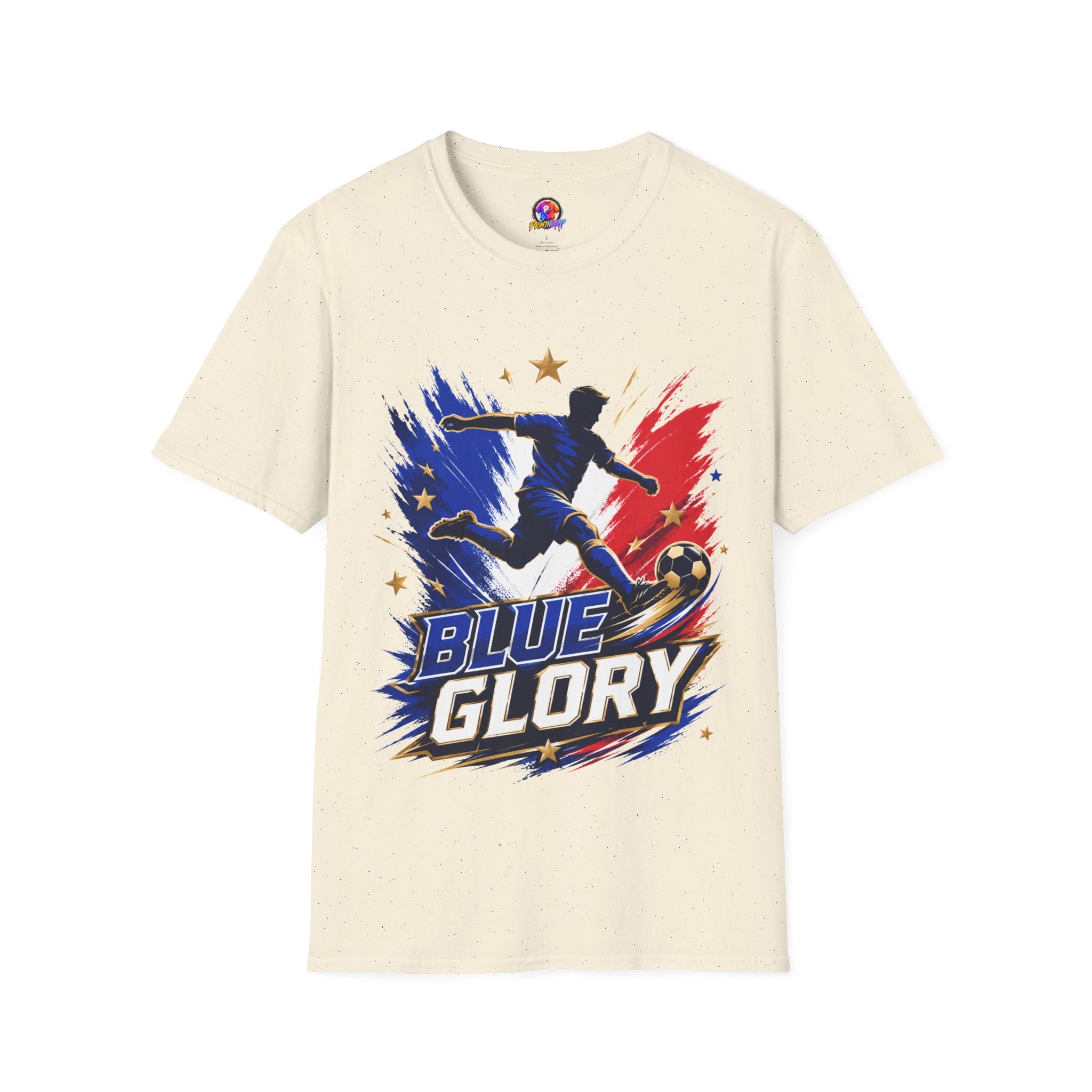 France Soccer T-Shirt — "Blue Glory" Red, White & Blue Player Graphic