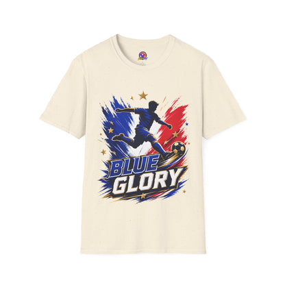 France Soccer T-Shirt — "Blue Glory" Red, White & Blue Player Graphic