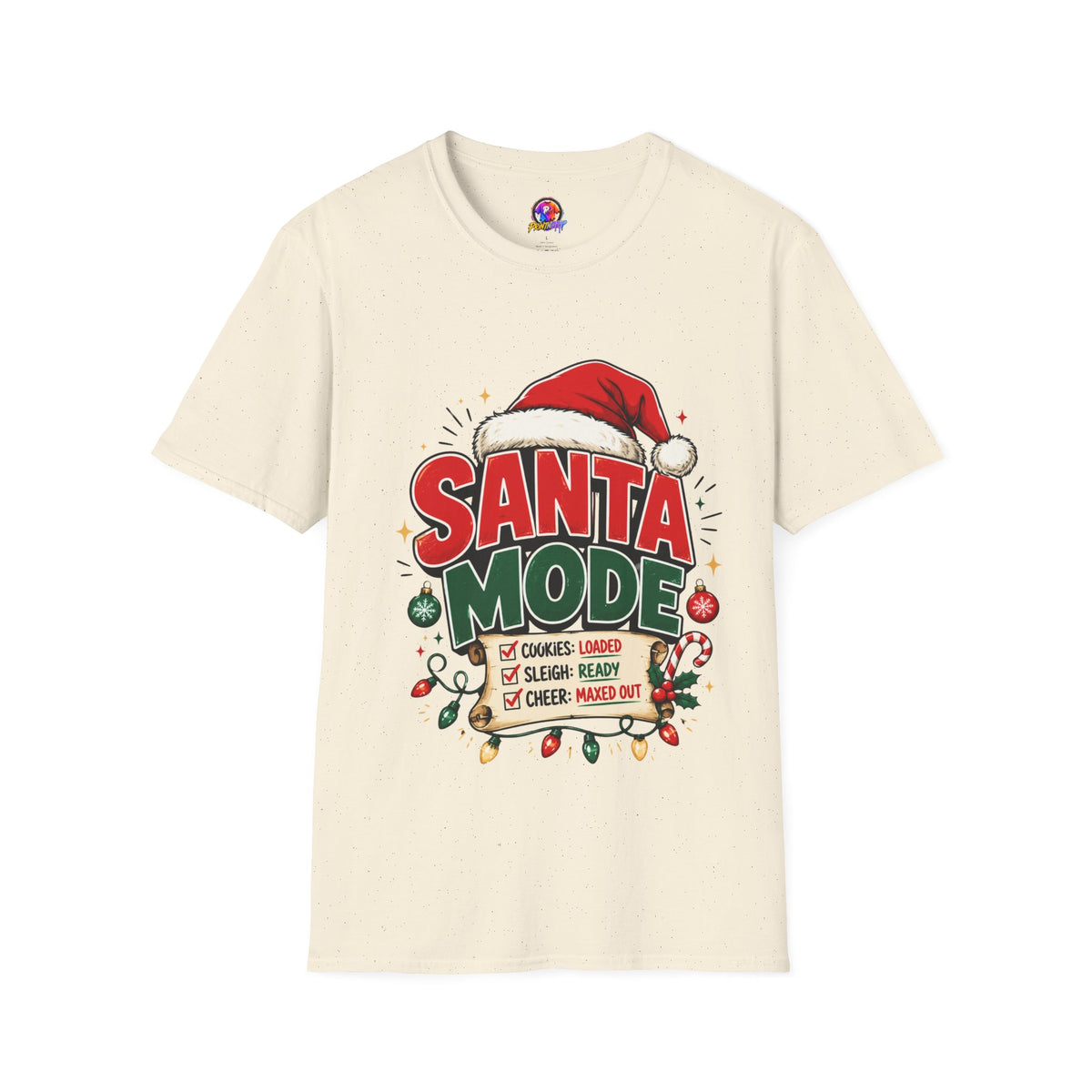Santa Mode T-Shirt — Holiday Christmas Graphic Tee with Santa Hat