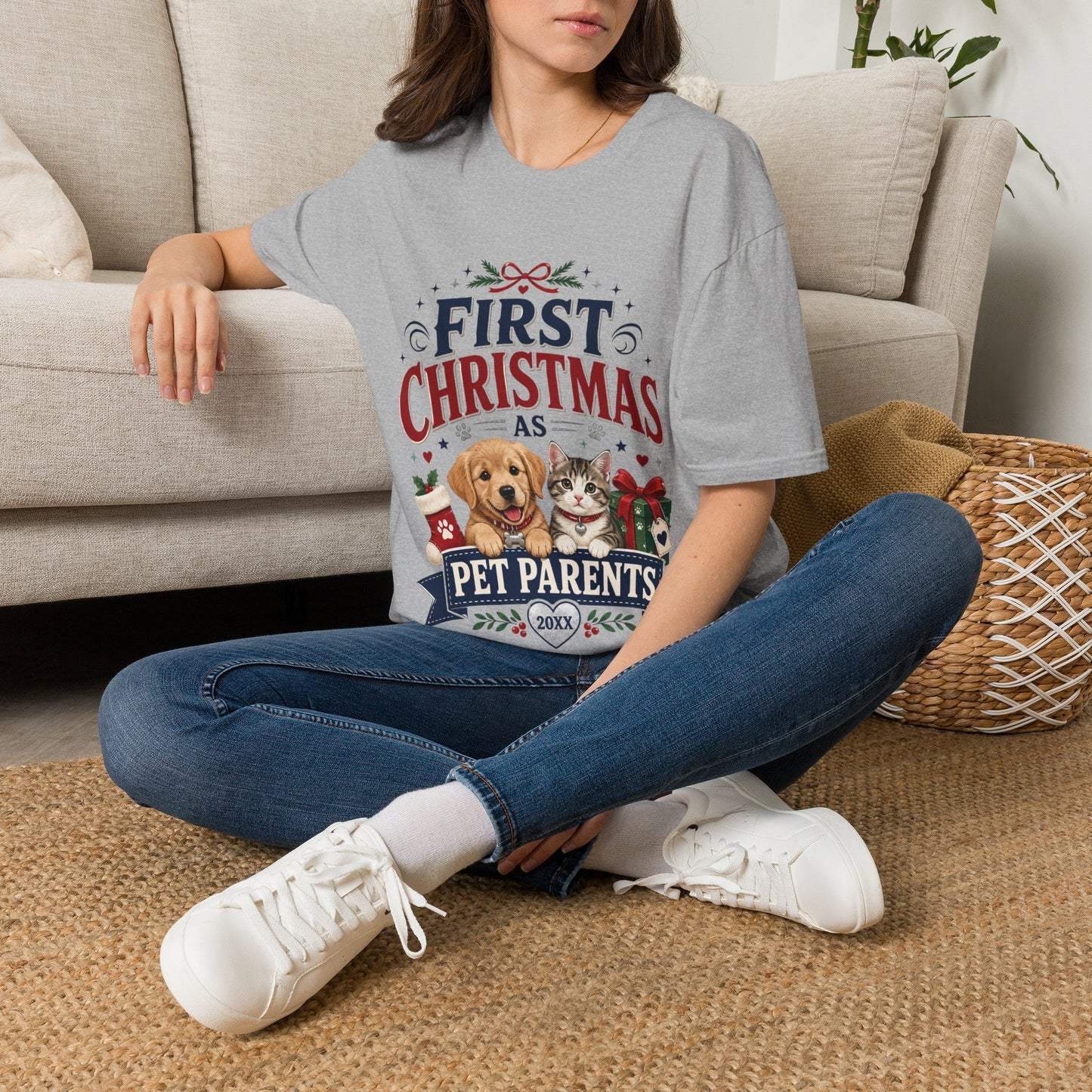 T-Shirt — "First Christmas as Pet Parents" Holiday Tee