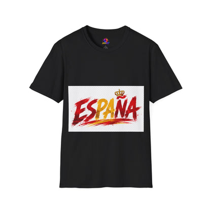 Spain  Graphic T-Shirt — Spanish Flag Brushstroke Design with Crown
