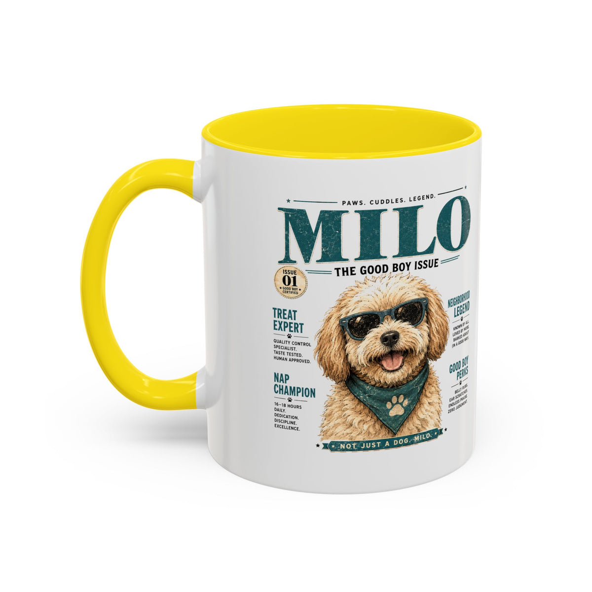 Milo Bailey Dog Dad Mom Milo Magazine-Style Accent Coffee Mug — Cute Dog Portrait