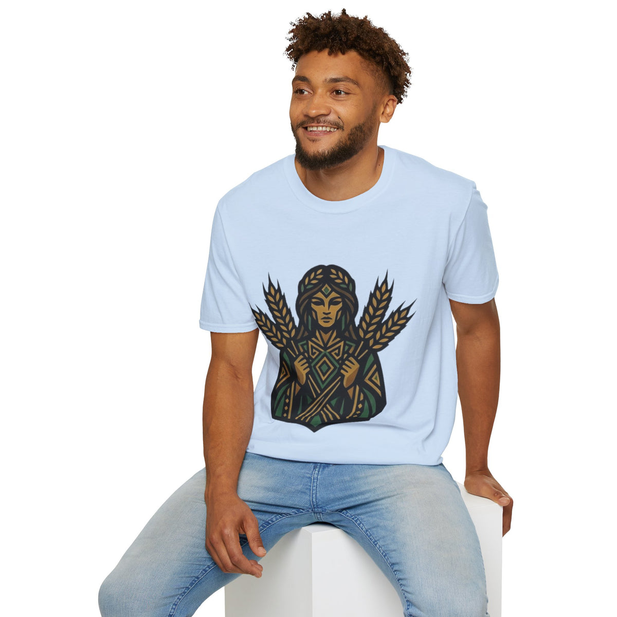 Harvest Goddess T-Shirt — Wheat Spirit Floral Pagan Shirt