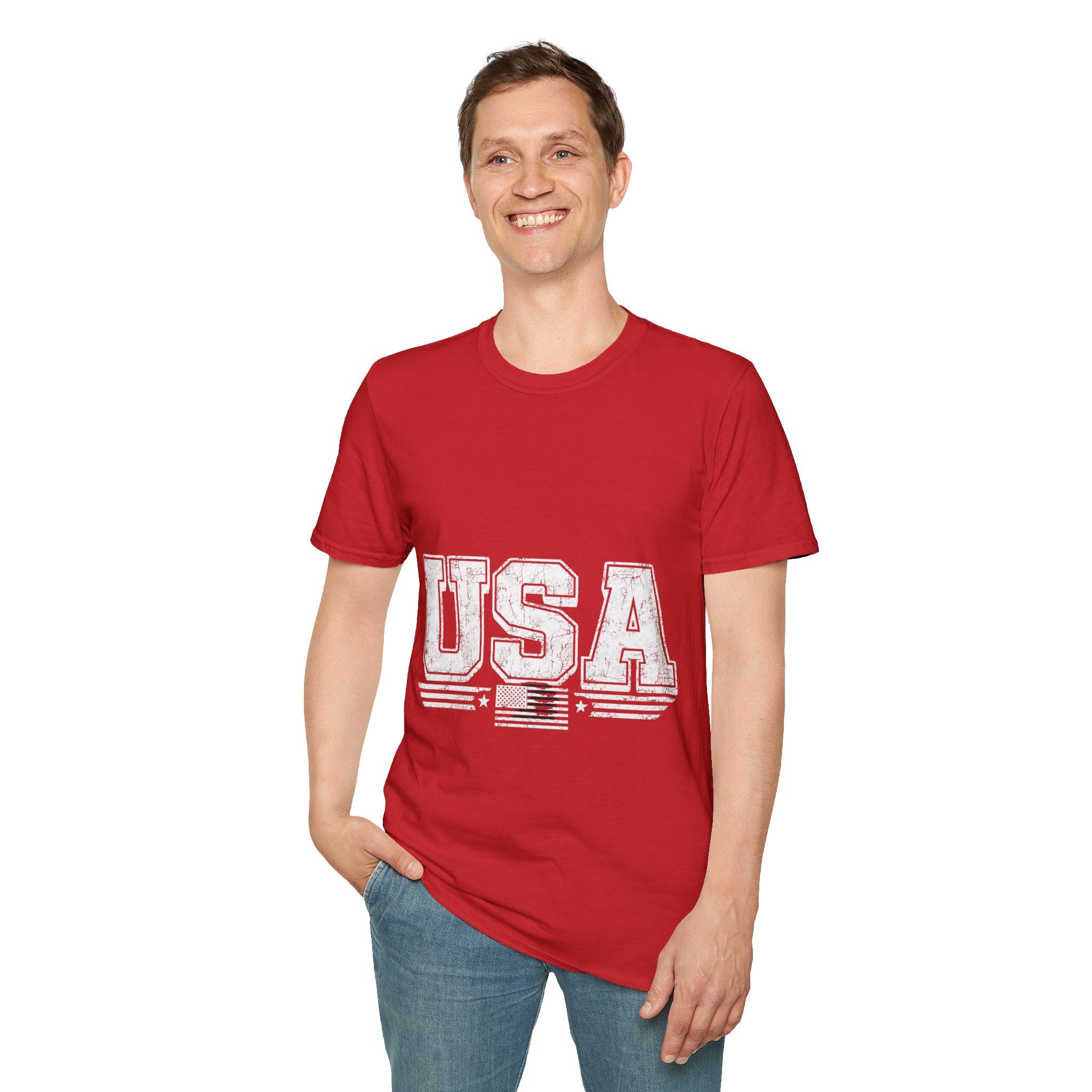 USA Vintage Block T-Shirt — Patriotic Americana Graphic Tee