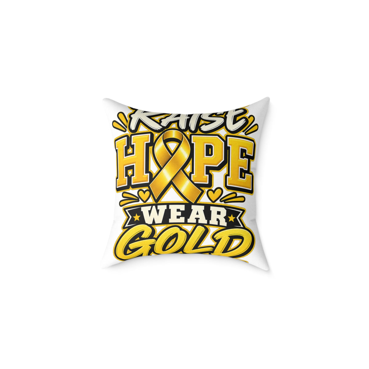 Raise Hope Wear Gold Pillow — Childhood Cancer Awareness Decorative Throw Pillow