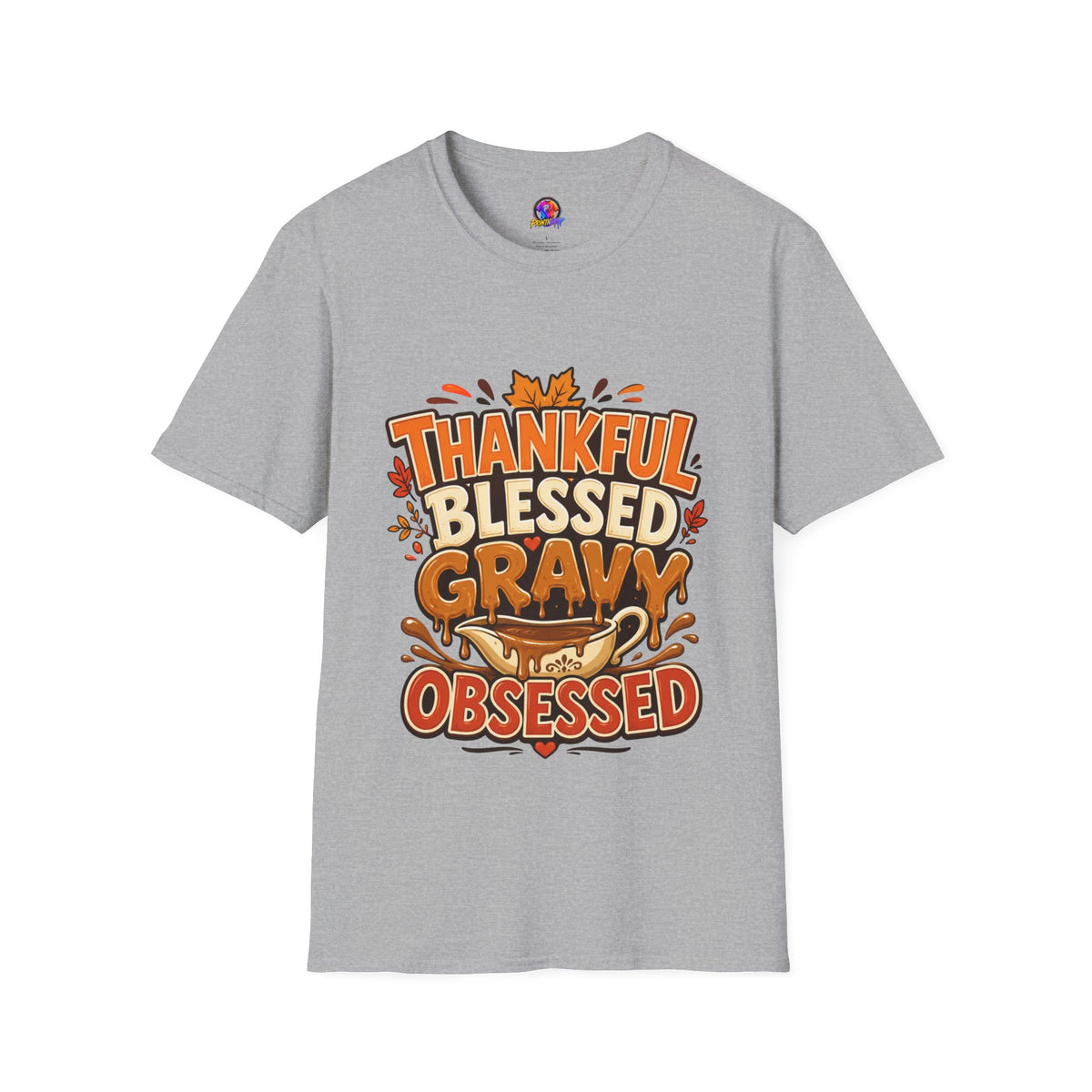 Thanksgiving T-shirt Thankful Blessed Gravy Obsessed T-Shirt — Thanksgiving Fall Turkey Dinner Tee