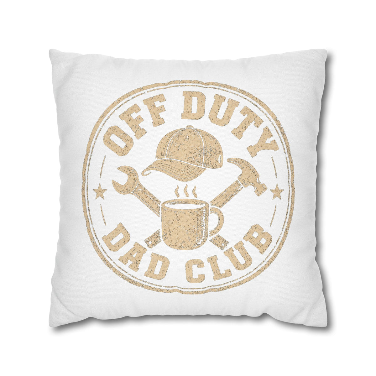 Off Duty Dad Club Pillowcase — Rustic Father's Day Decorative Throw Pillow Cover Milo Bailey Dog Dad Mom
