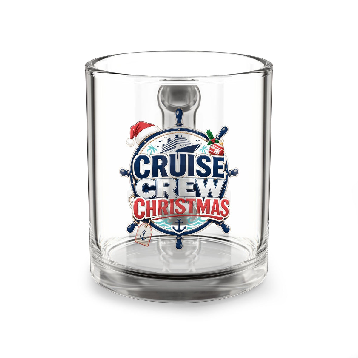 Modern Day Christmas Glass Mug  10oz Cruise Crew Christmas Glass Mug — 10 oz Holiday Nautical Coffee Cup