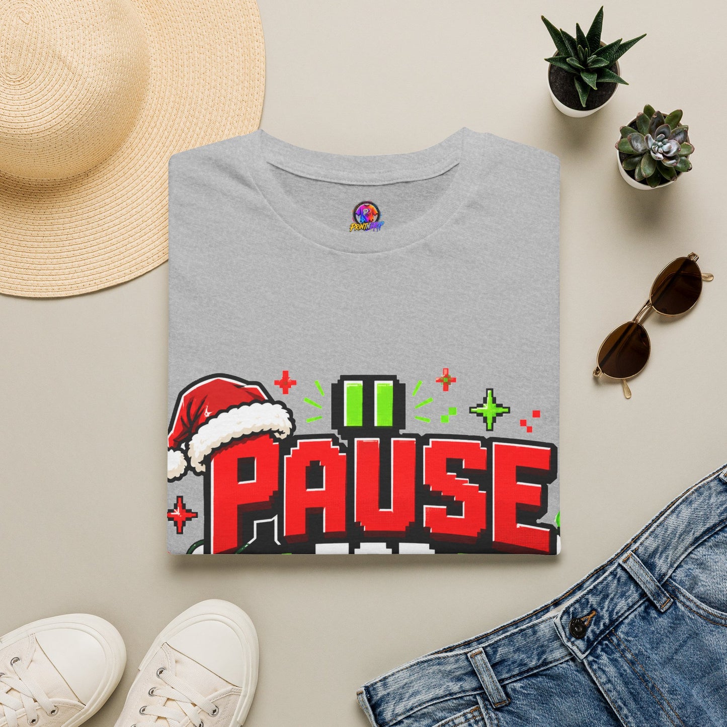 T-Shirt — "Pause for Presents" Christmas Gamer Tee