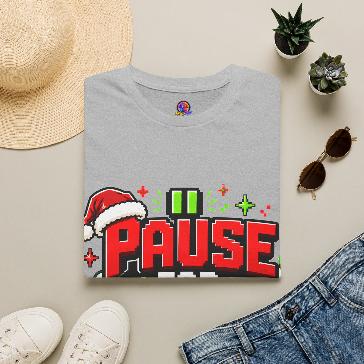 T-Shirt — "Pause for Presents" Christmas Gamer Tee