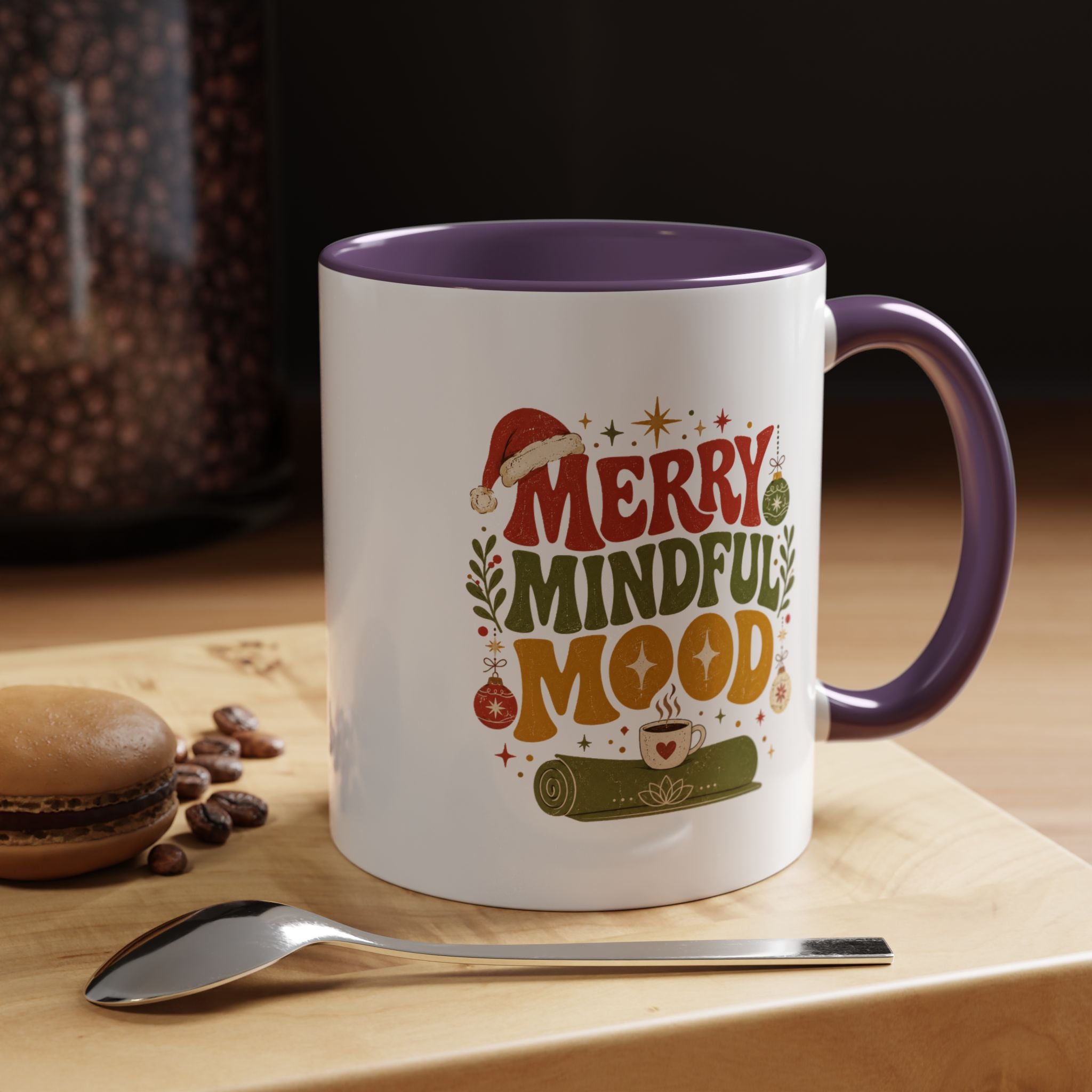 Modern Day Christmas Merry Mindful Mood Coffee Mug — Holiday Yoga & Relaxation Gift