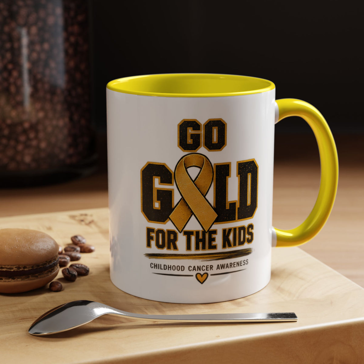 Go Gold For The Kids Accent Coffee Mug — Childhood Cancer Awareness 11/15oz