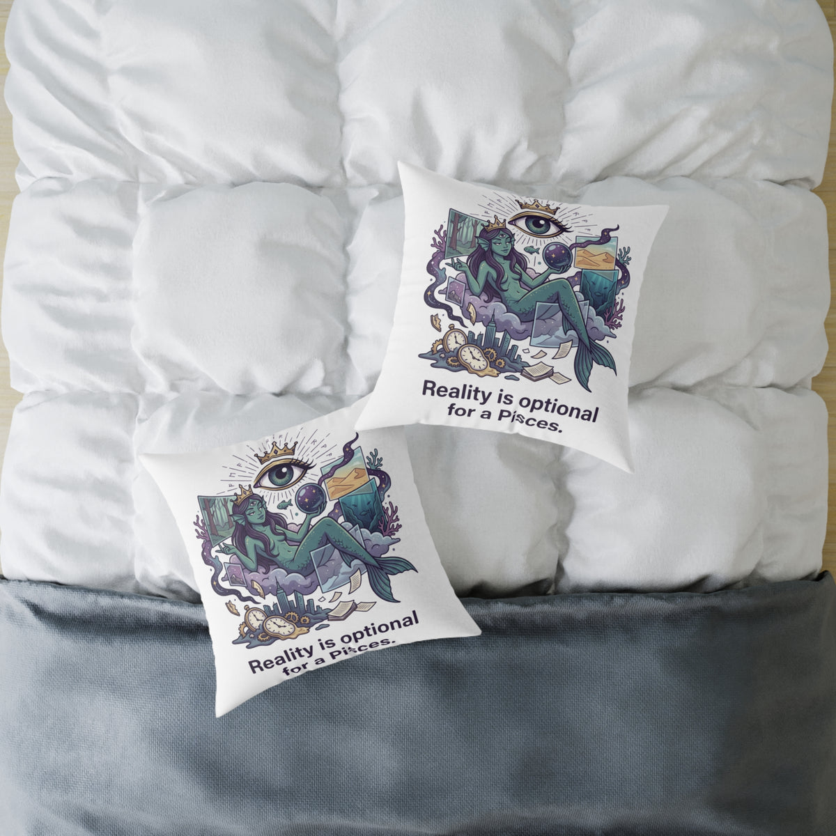 Pisces Zodiac Reality Is Optional Square Poly Canvas Pillow