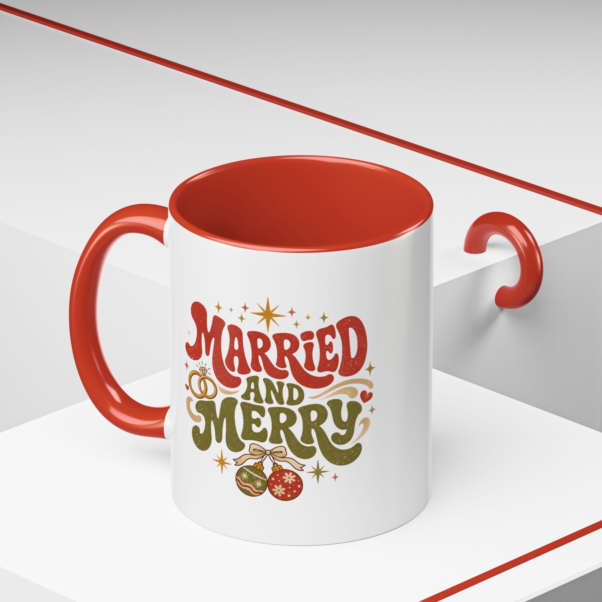Christmas Married and Merry Christmas Coffee Mug — Holiday Accent Mug